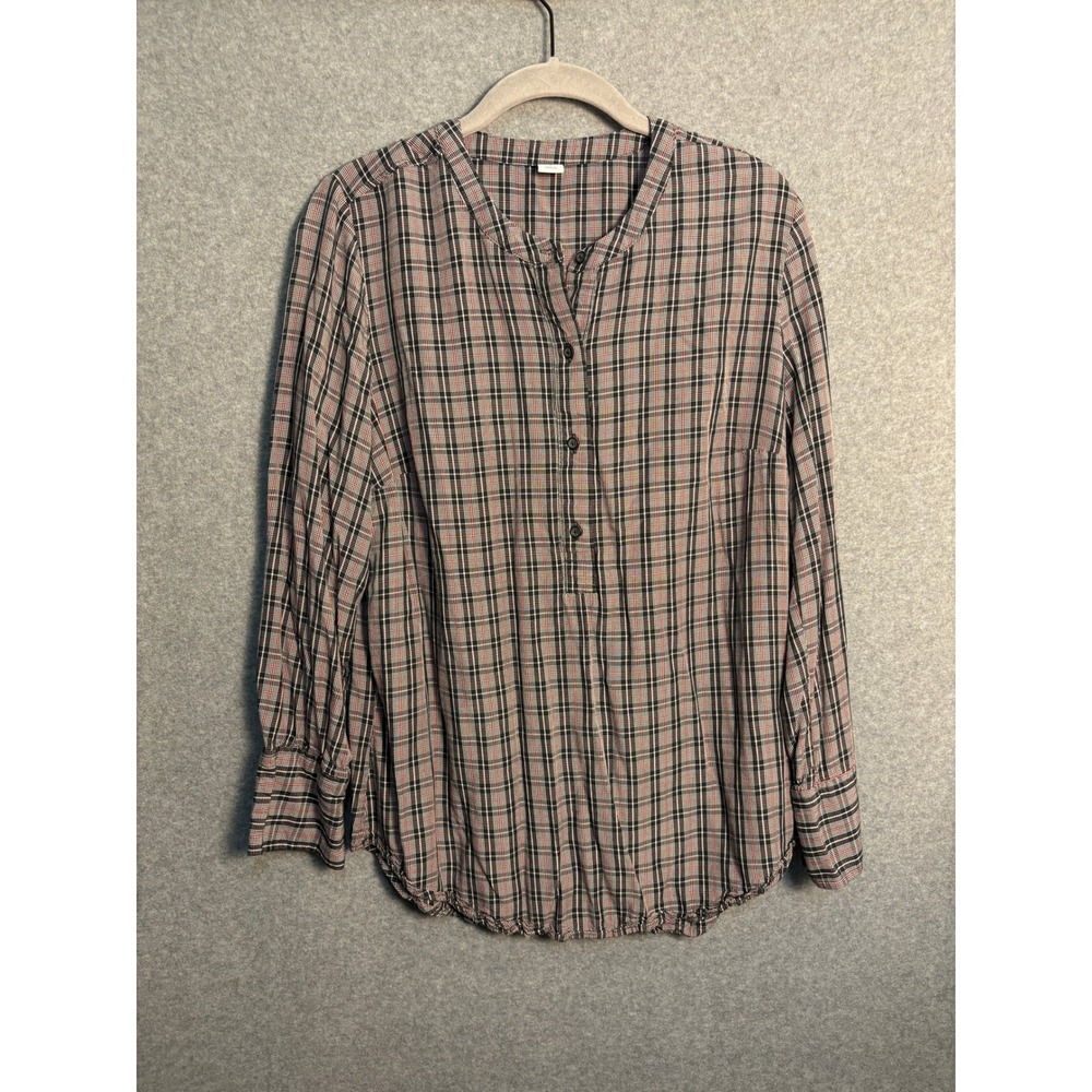Old Navy Plaid Peasant Blouse Medium Soft Grunge Dark Academia Top